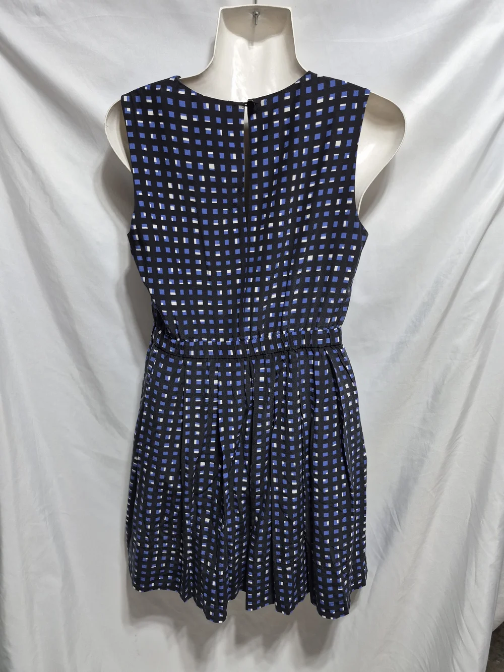 Kate Spade New York Silk/Viscose Geometric Fit & Flare Dress Blue Black Size 4